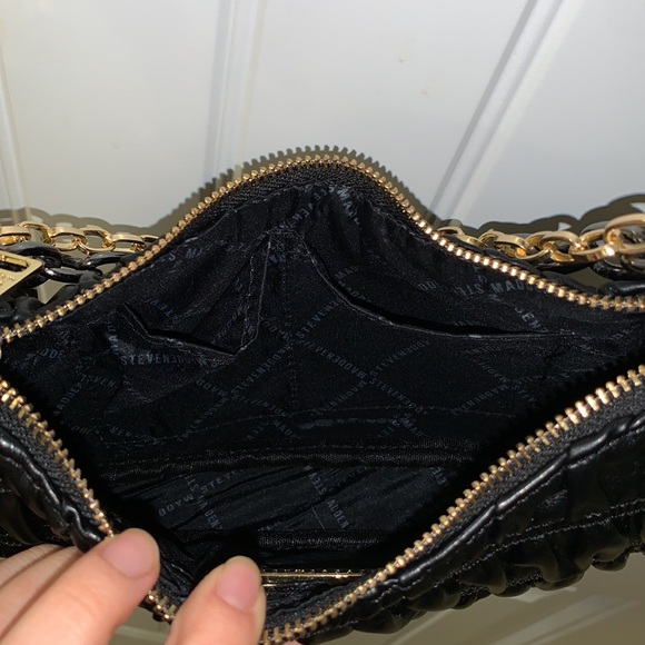 Prada Like Steve Madden Black Crinkle Leather Crossbody - Picture 11 of 13